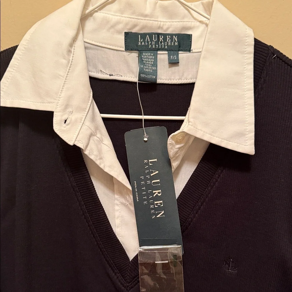 Lauren Ralph Lauren Black and White Button Down Shirt - Picture 2 of 3